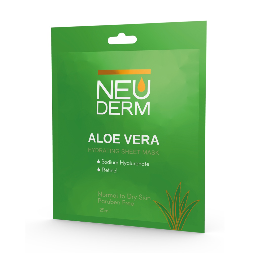 ماسک صورت ورقه‌ای حاوی عصاره آلوئه‌ورا نئودرم مناسب پوست‌نرمال تا خشک