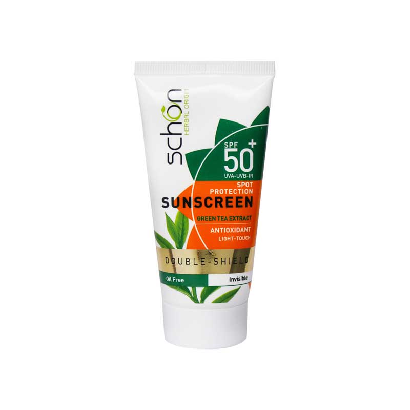 کرم ضد آفتاب بی‌رنگ SPF50 مدل دابل شیلد شون مناسب پوست چرب 50میل