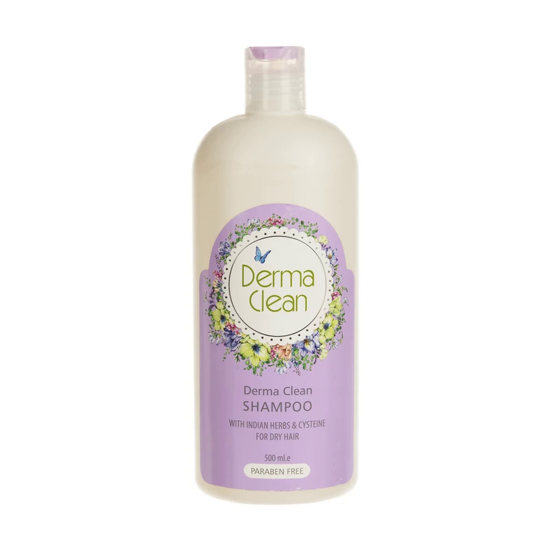 شامپو موهای خشک درماکلین حاوی عصاره گیاهان هندی و سیستئین 500میل 