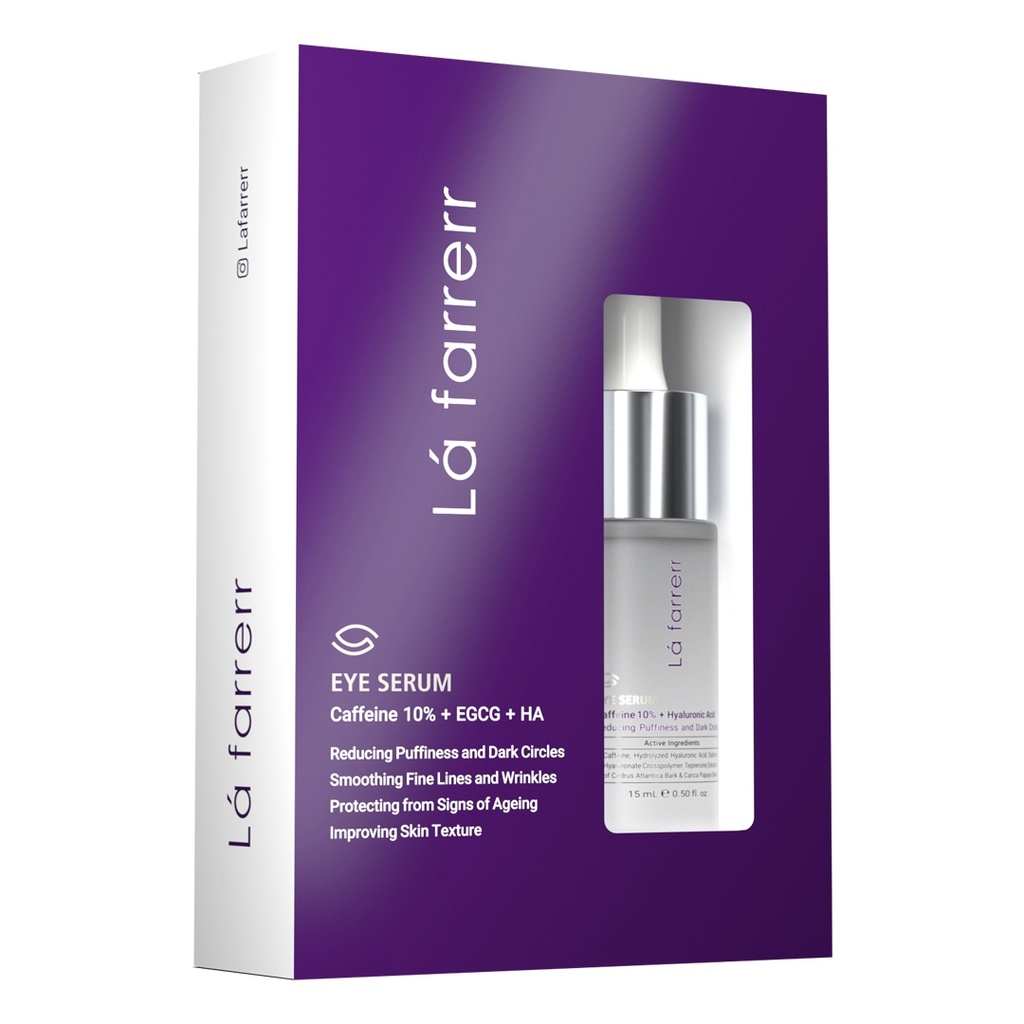 سرم دور چشم لافارر حاوی کافئین 10%+اپی گالو کاتچین گالاتیل گلوکوزاید+هیالورونیک اسید حجم 15 میل