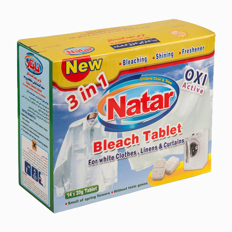قرص سفیدکننده لباس ناتار مناسب برای لباس های سفید بسته 14 عددی