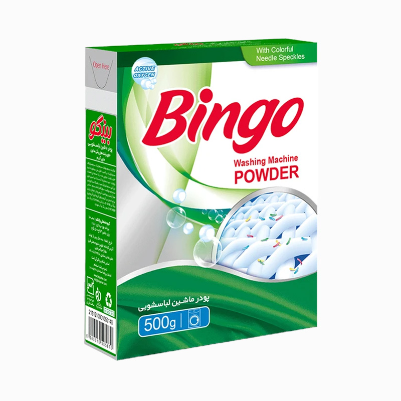 پودر ماشین لباسشویی بینگو مدل Green وزن 500 گرم 