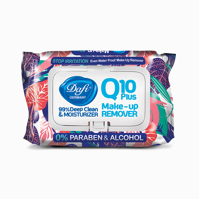 دستمال مرطوب پاک کننده آرایش دافی مدل Q10 (طرح گل 3) مناسب پوست‌های نرمال تا خشک بسته 50 عددی