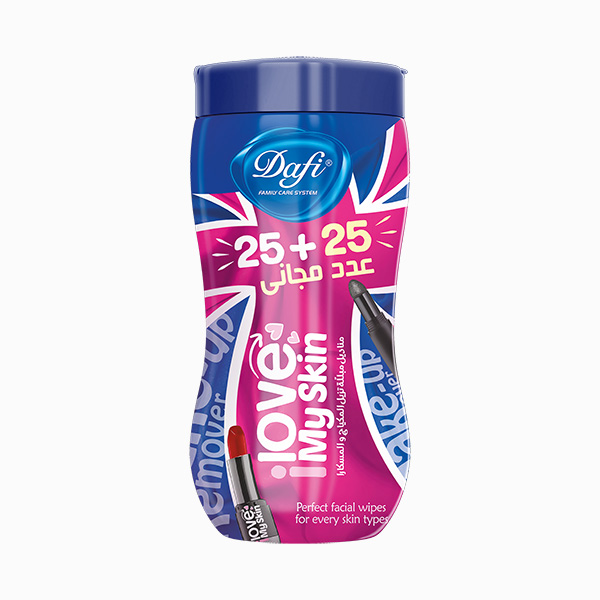 دستمال مرطوب آرایش کمر باریک دافی بسته 50 برگی 