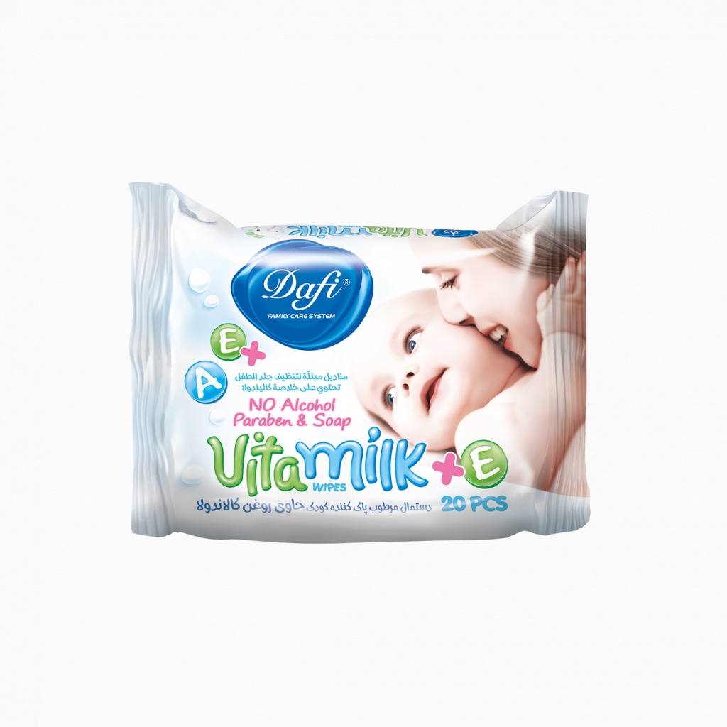  دستمال مرطوب کودک دافی مدل Vita Milk بسته 20 عددی 