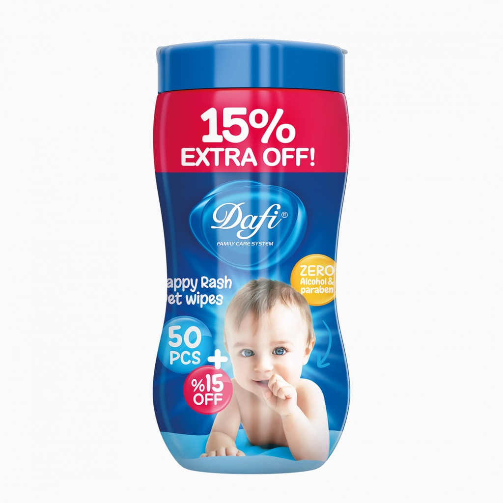  دستمال مرطوب کودک دافی مدل کمر باریک اکسترا بسته 50 عددی 