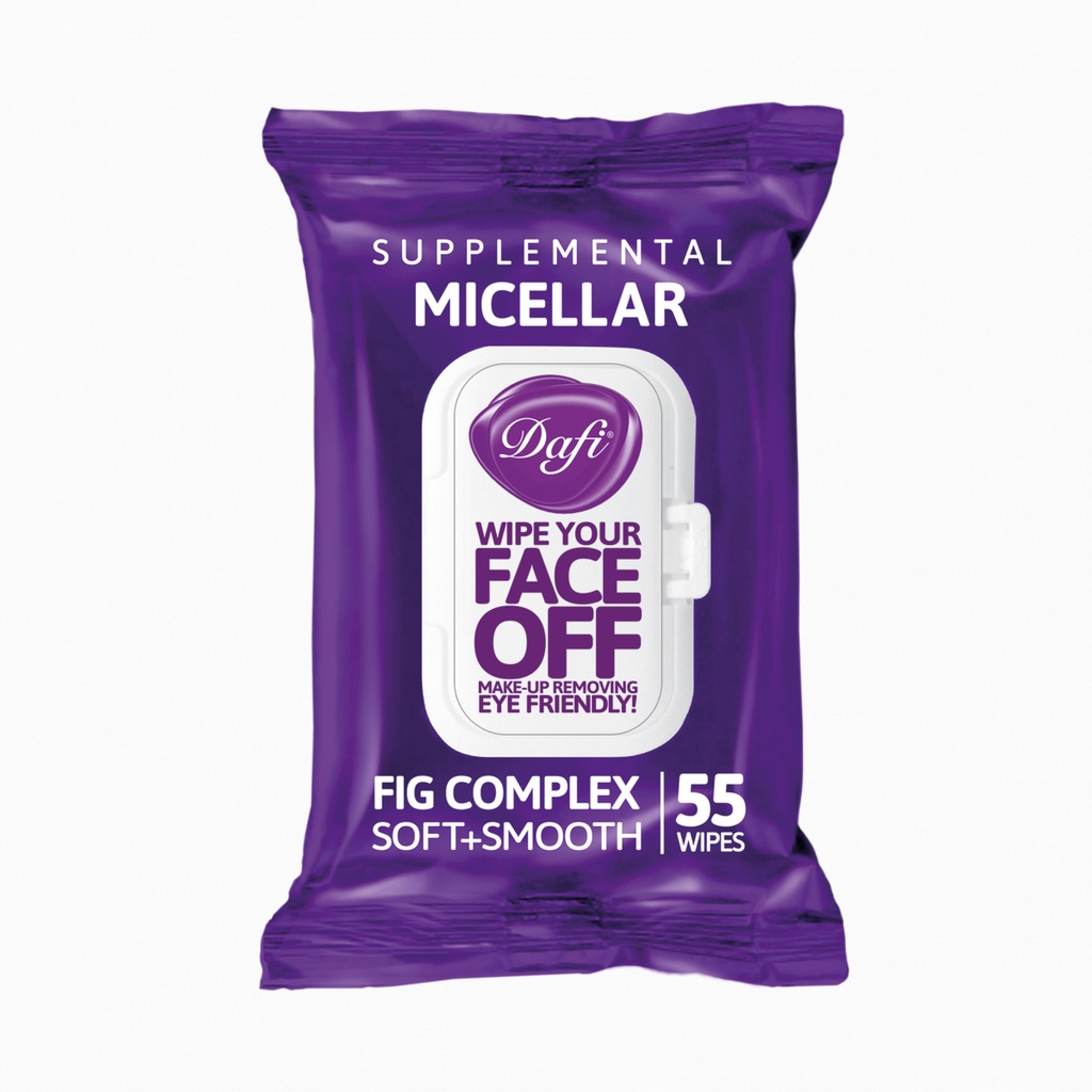 دستمال مرطوب پاک کننده آرایش درب دار دافی مدل میسلار بسته 55 عددی 