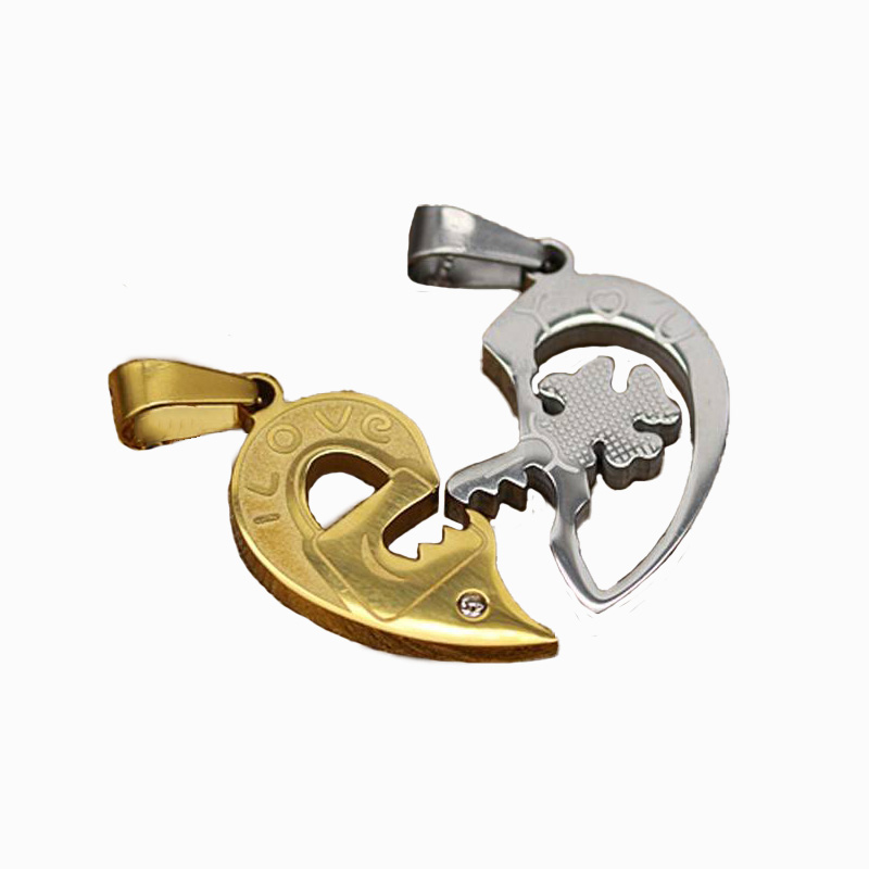 پلاک ست دو تیکه استیل مدل قلب و کلید