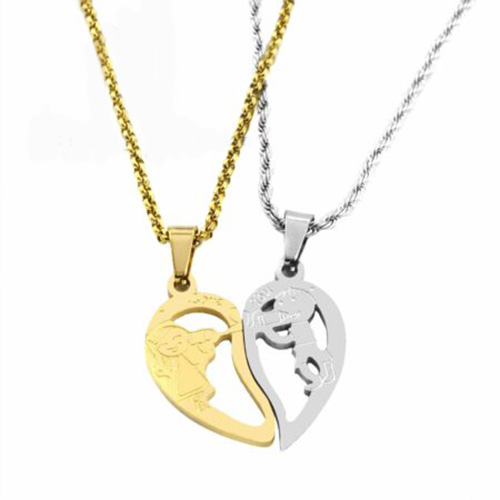 پلاک ست دو تیکه استیل مدل قلب دختر و پسر 