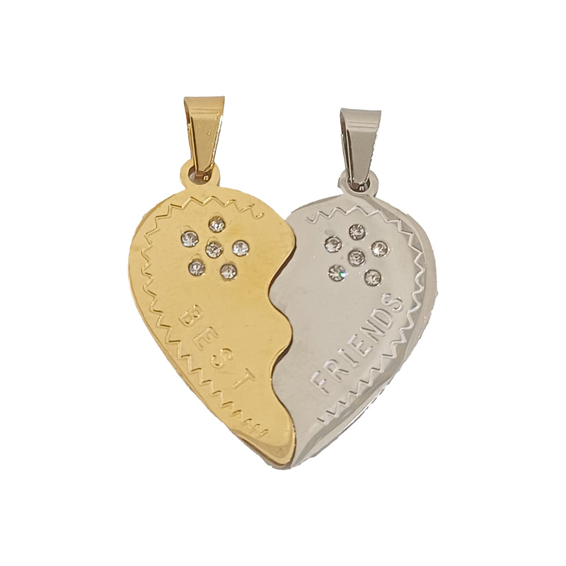 پلاک ست دو تیکه استیل قلب مدل Best Friends