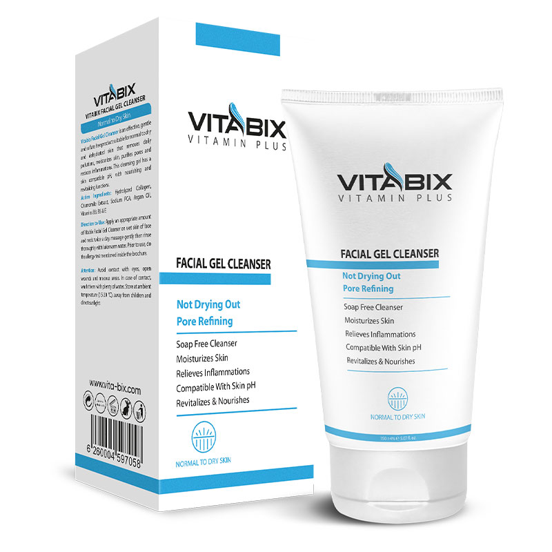 ژل شستشو صورت ویتابیکس مناسب پوست نرمال تا خشک حجم 150 میل