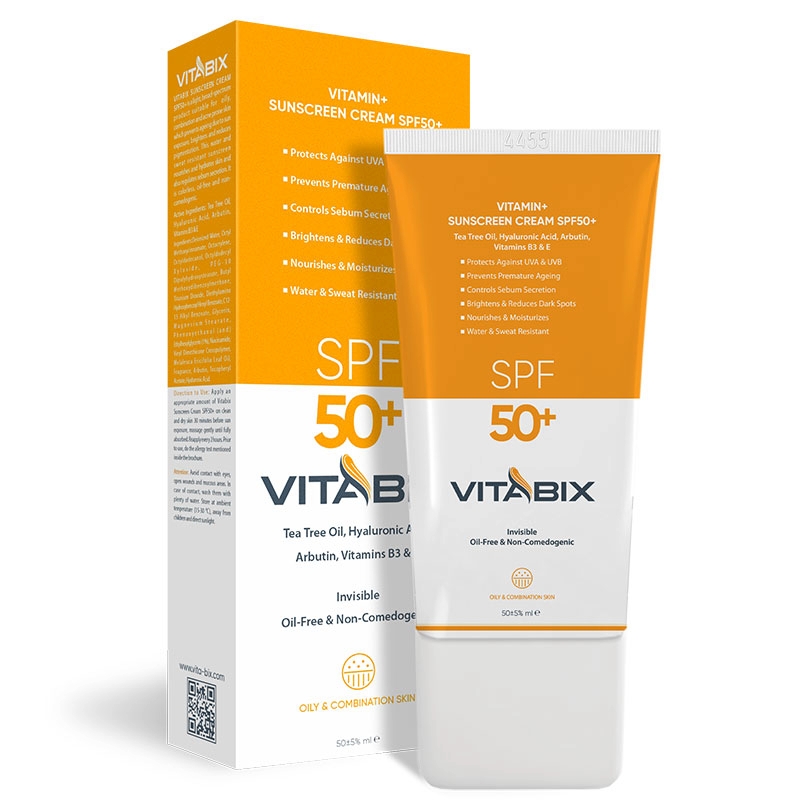 کرم ضد آفتاب بی رنگ ویتابیکس با SPF 50 مناسب پوست چرب و مختلط حجم 150 میل