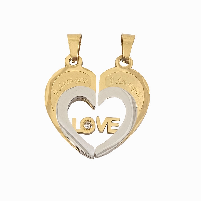 پلاک ست دو تیکه استیل مدل لاو نگین دار 