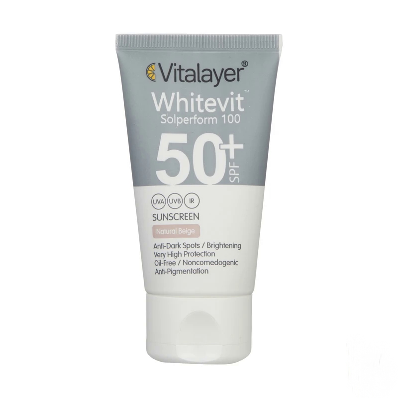 کرم ضد آفتاب رنگی ویتالیر مدل وایت ویت با SPF50 حجم 40 میل-بژ طبیعی