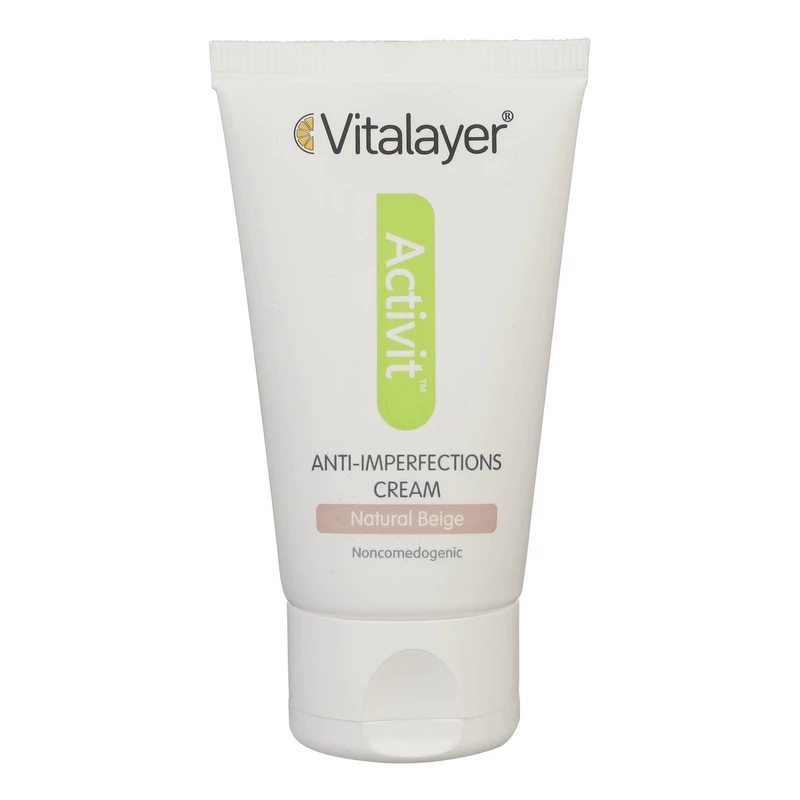 کرم ضد جوش رنگی ویتالیر مناسب پوست چرب حجم 40 میل-بژ طبیعی