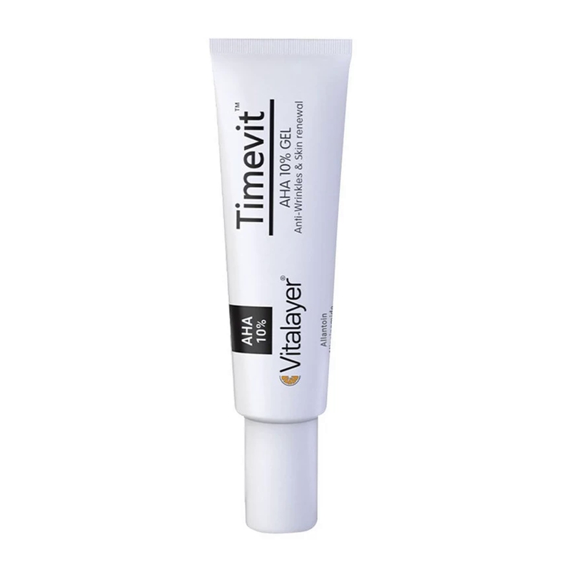 کرم ژل لایه بردار ویتالیر حاوی AHA10% مدل Timevit مناسب انواع پوست حجم 30 میل
