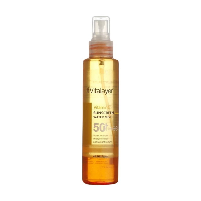 اسپری ضد آفتاب دو فاز ویتالیر با SPF50 دارای ویتامین سی مناسب انواع پوست حجم 150 میل