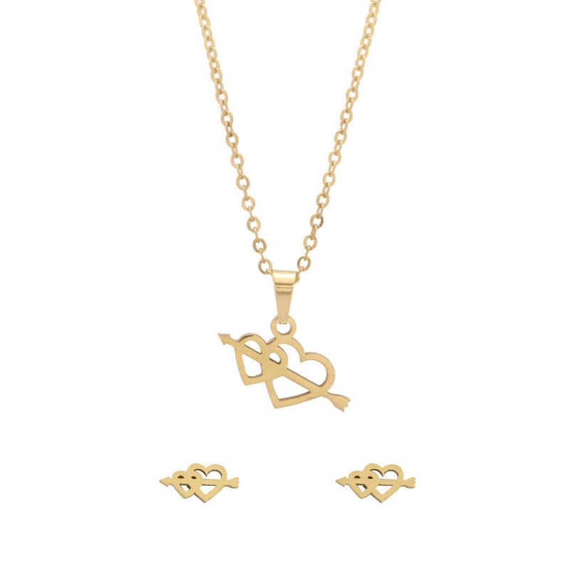 نیم ست استیل مدل قلب و تیر