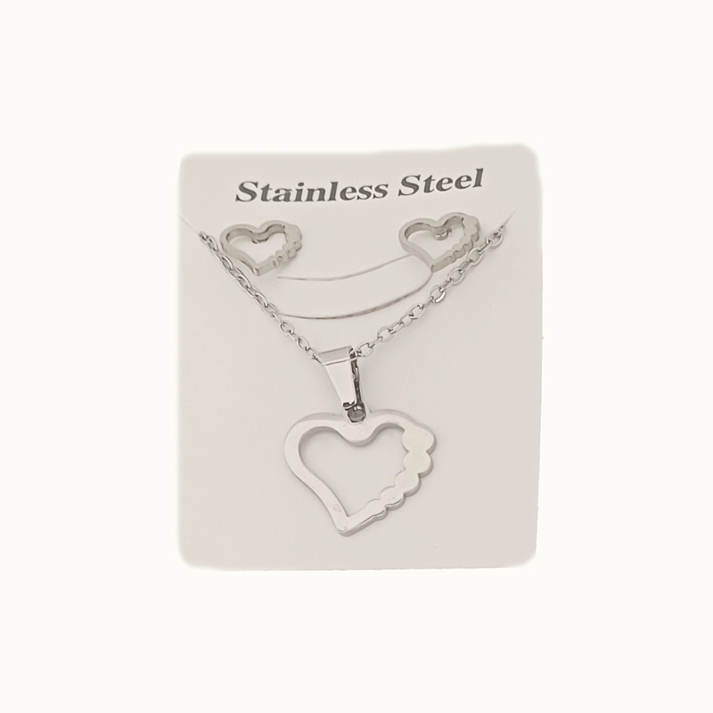 نیم ست استیل مدل قلب کد w-se-301