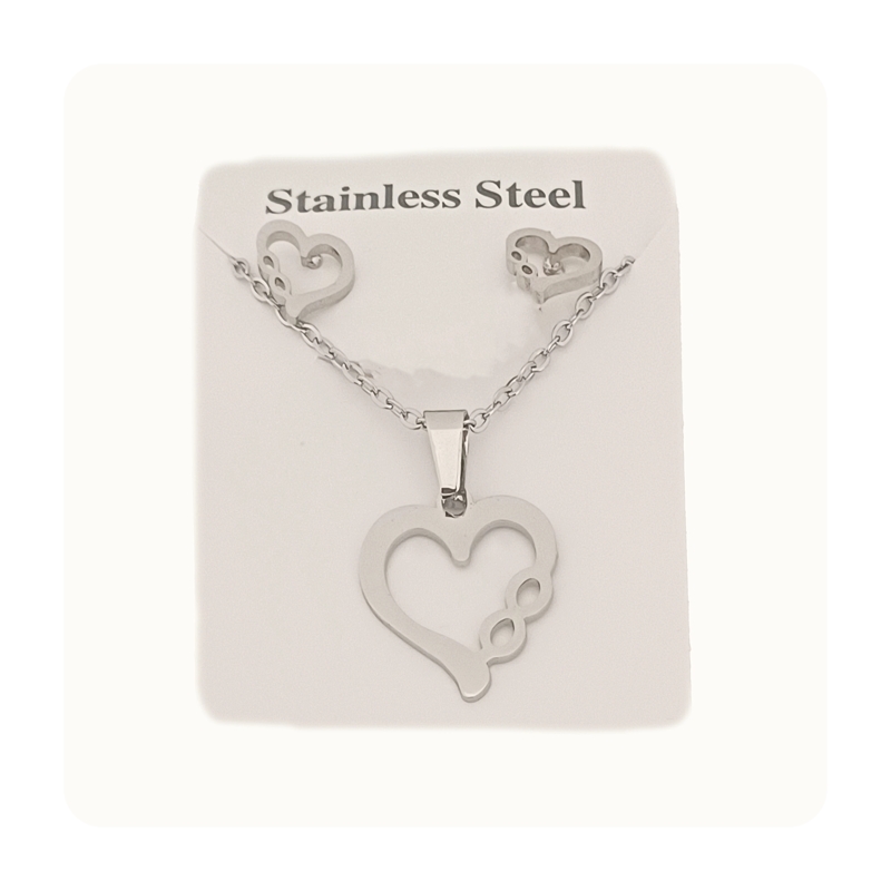 نیم ست استیل مدل قلب کد w-se-304