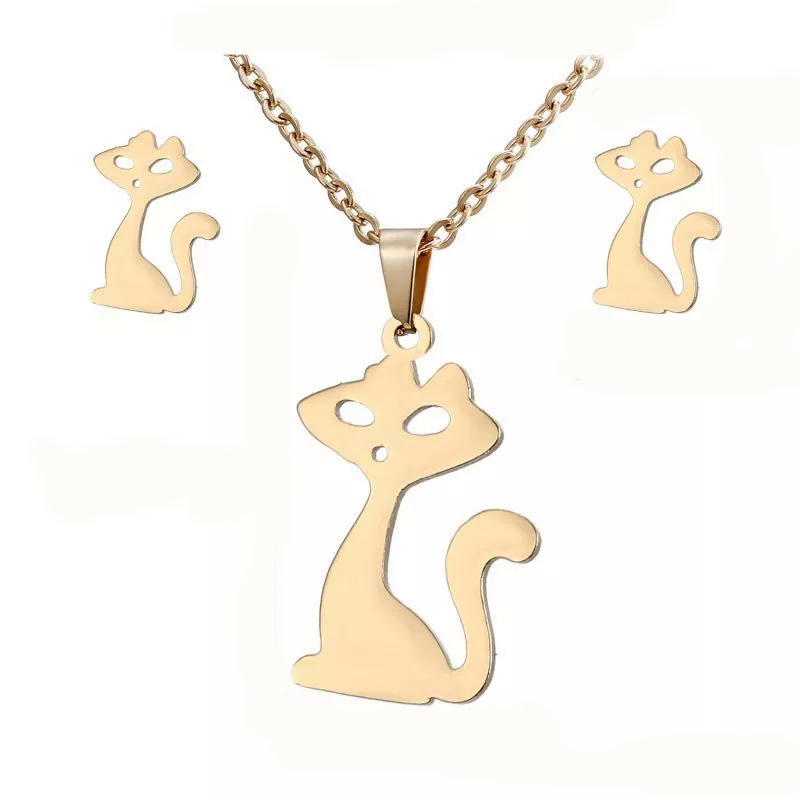 نیم ست استیل مدل گربه اشرافی کد w-se-309