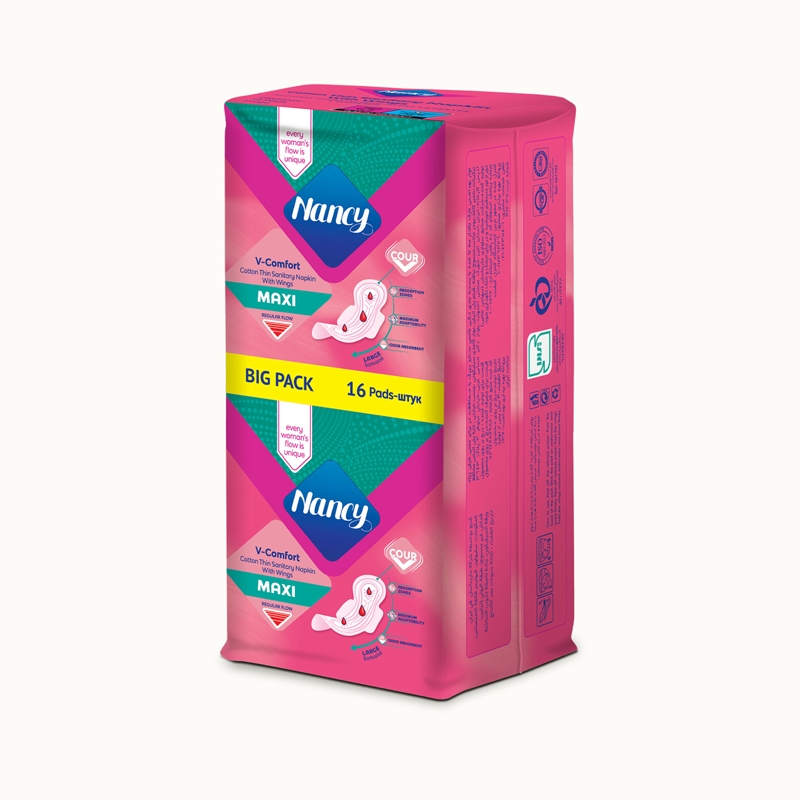 نوار بهداشتی بالدار نازک بزرگ نانسی مدل مکسی 16 عددی 