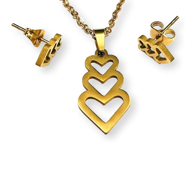 نیم ست استیل مدل سه قلب کد w-se-311