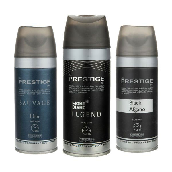 اسپری مردانه پرستیژ مجموعه سه عددی مدل MONT BLANC LEGEND و Black Afgano و Sauvage 