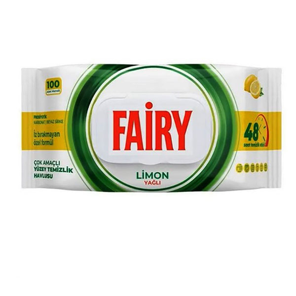 دستمال مرطوب چند منظوره سطوح فیری رایحه لیمو بسته 100 عددی 