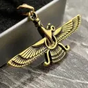 پلاک گردنی استیل دو رو برجسته مدل فروهر کد 01