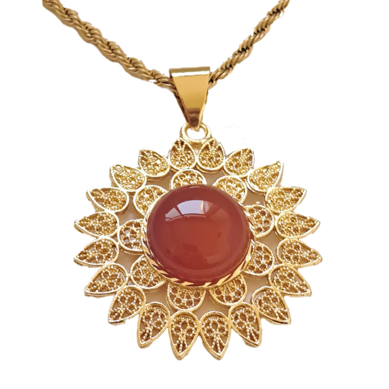 گردنبند نگین عقیق و فیروزه