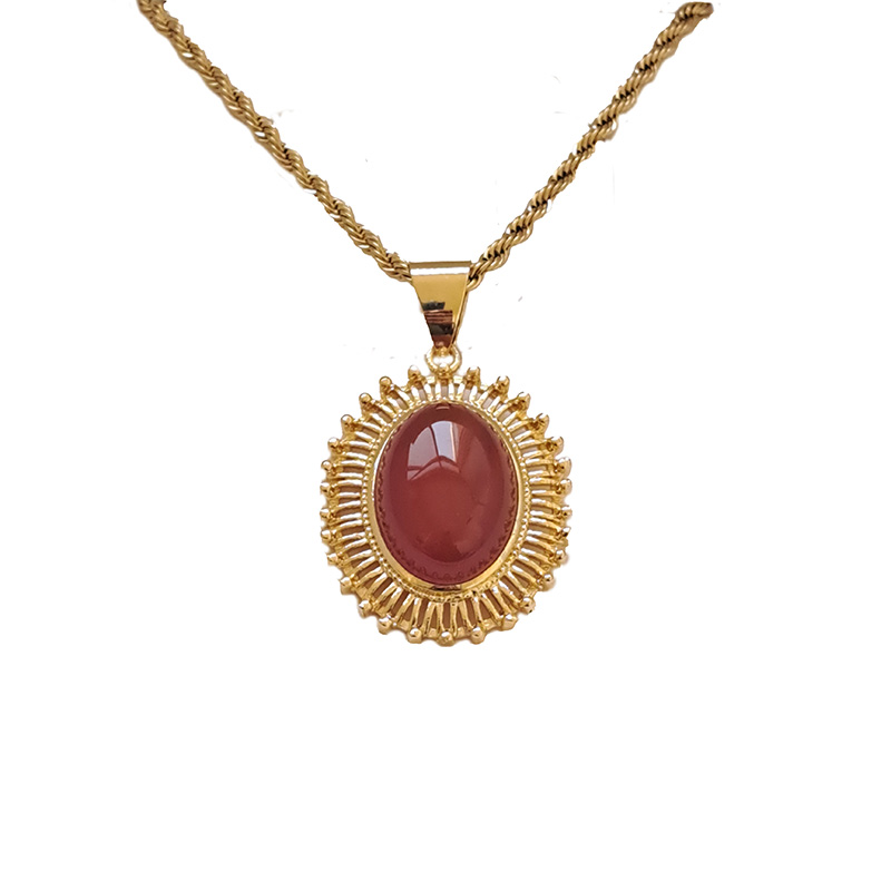 گردنبند نگین عقیق و فیروزه