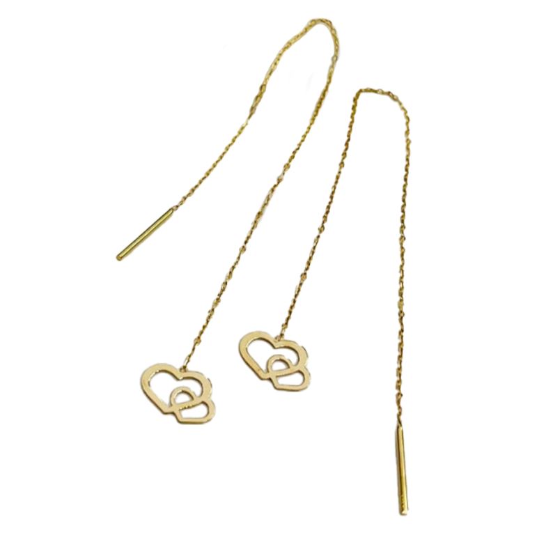 گوشواره بخیه ای مدل دو قلب کد w-er-39