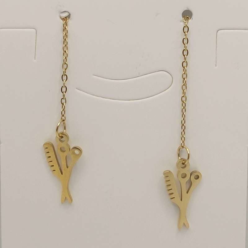 گوشواره بخیه ای مدل شانه و قیچی کد w-er-062