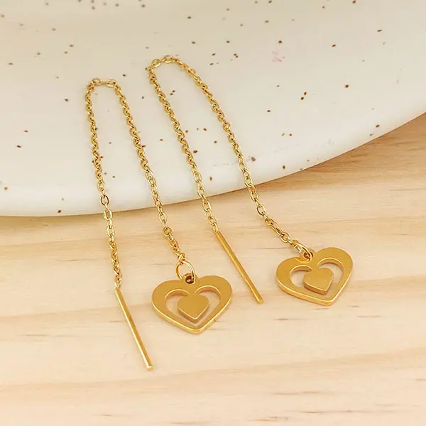 گوشواره بخیه ای مدل قلب کد w-er-054