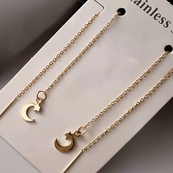 گوشواره بخیه ای مدل ماه و ستاره کد w-er-38