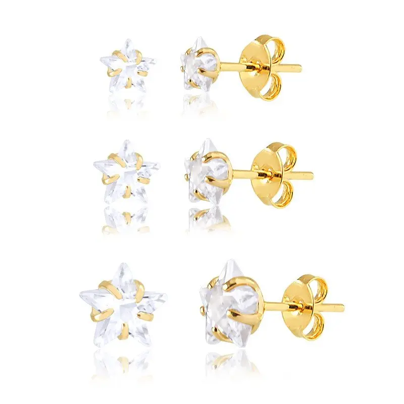 گوشواره میخی پک ۳ تایی مدل ستاره استیل کد w-er-124