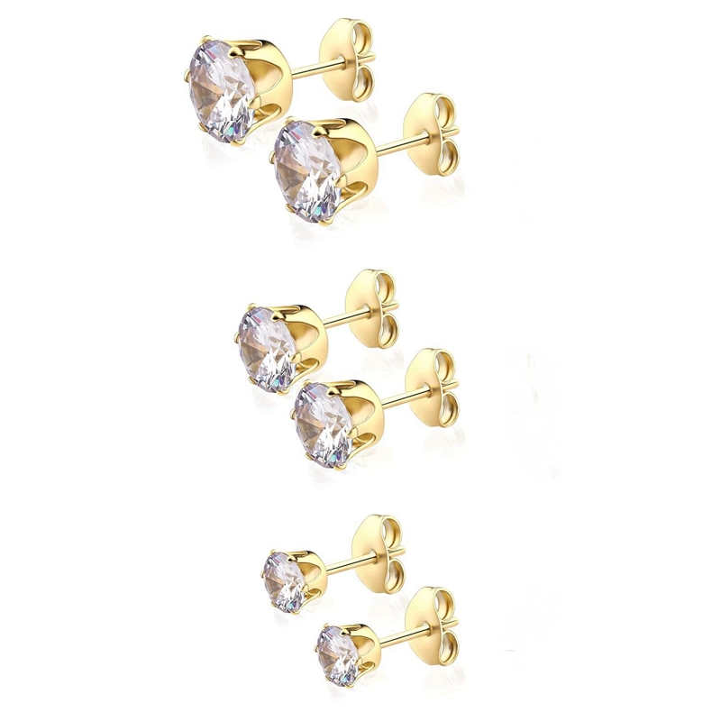 گوشواره میخی پک ۳تایی مدل دایره استیل کد w-er-131