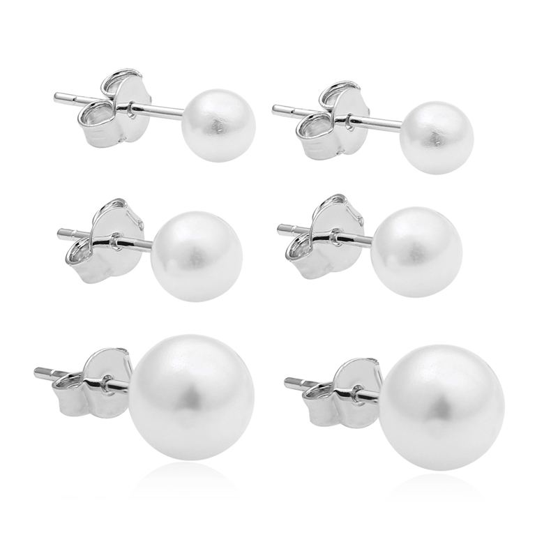 گوشواره میخی پک ۳تایی مدل مروارید استیل کد w-er-134