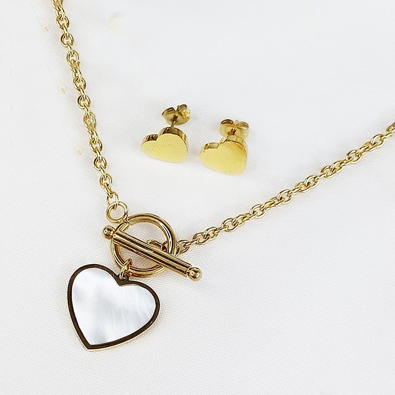 نیم ست استیل زنانه مدل قلب کد w-se-204