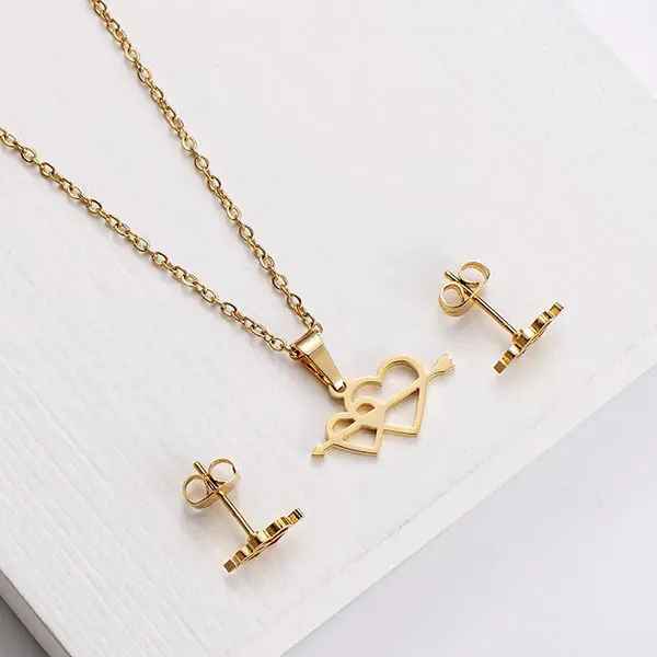 نیم ست استیل مدل قلب و تیر