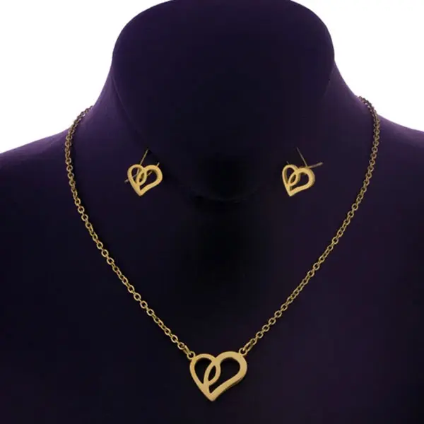نیم ست زنانه استیل مدل قلب کد w-se-149