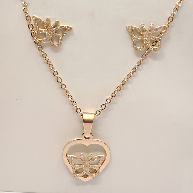 نیم ست زنانه استیل مدل قلب کد w-se-159