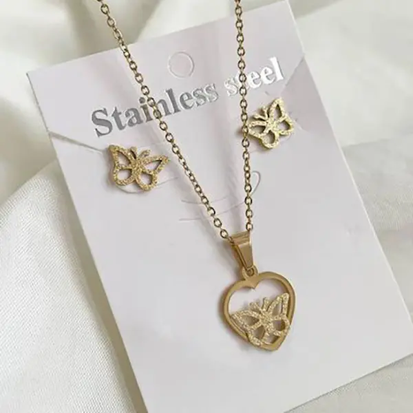 نیم ست زنانه استیل مدل قلب کد w-se-159