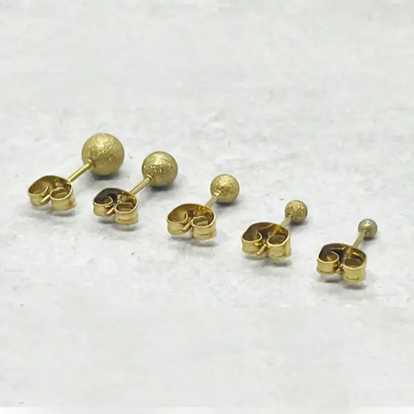 گوشواره میخی پک ۵تایی مدل گوی شنی استیل کد w-er-125