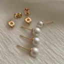 گوشواره میخی پک ۴ تایی مدل مروارید استیل کد w-er-133