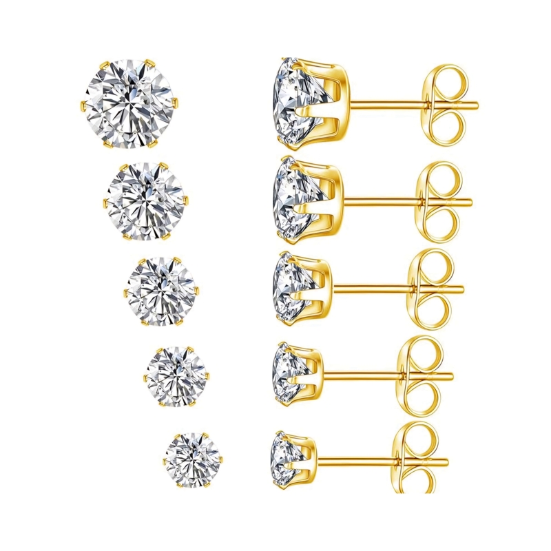 گوشواره میخی پک ۵تایی مدل دایره استیل کد w-er-129