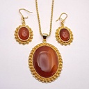 نیم ست زنانه فیروزه ای و عقیق کد w-se-206