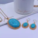 نیم ست زنانه فیروزه ای و عقیق کد w-se-206