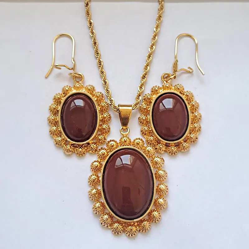 نیم ست زنانه فیروزه ای و عقیق کد w-se-207